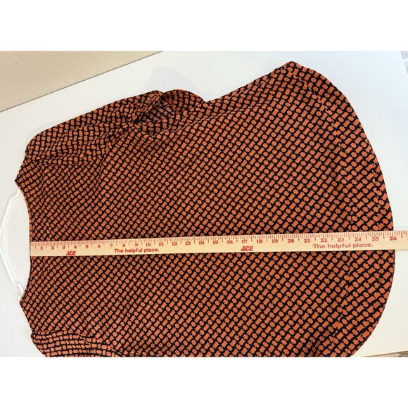 41 Hawthorn Stitch Fix Geometric Print Top Pintuck Pleat Studded Size M Orange - Picture 7 of 11